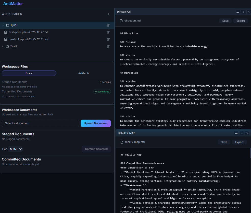AntiMatter Platform Interface